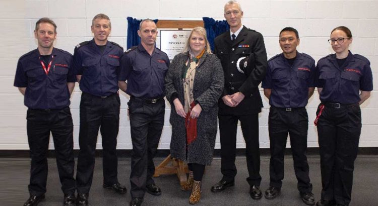 Karen Constantine with Kent and Medway Fire and Rescue professionals at Ramsgate Fire Station