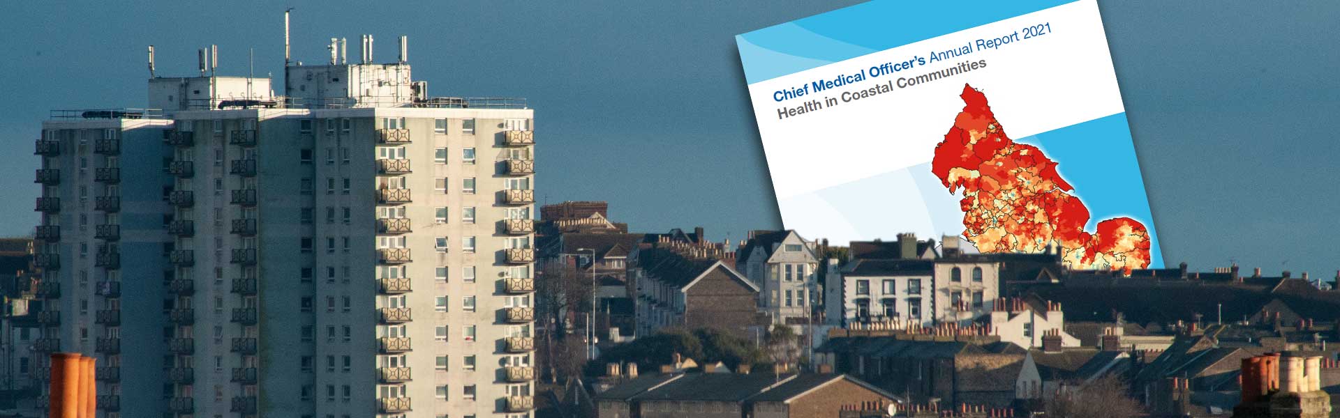 Coastal communities health report montage on Ramsgate skyline