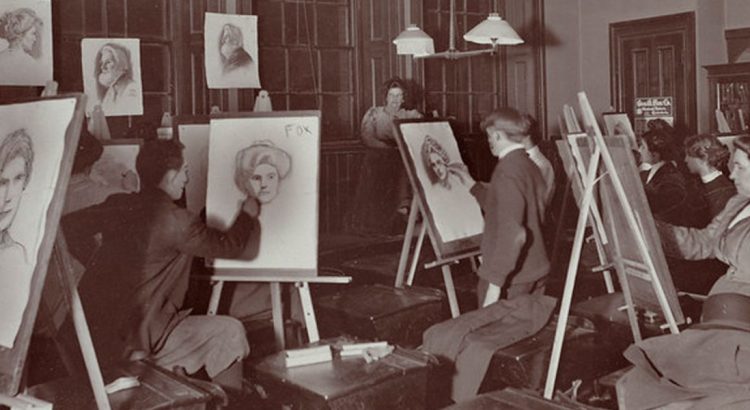 Archive image of adults in a life drawing class