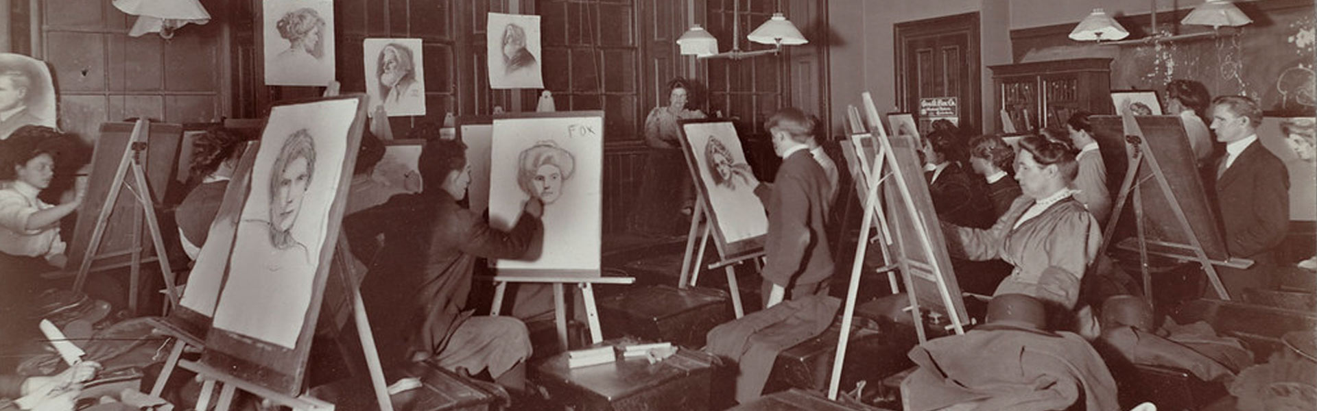 Archive image of adults in a life drawing class